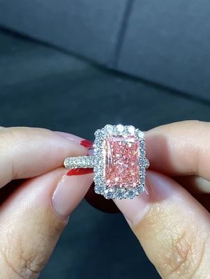 4.56ct ρόδινο ακτινοβόλο δαχτυλίδι διαμαντιών περικοπών κοσμήματος διαμαντιών εργαστηρίων