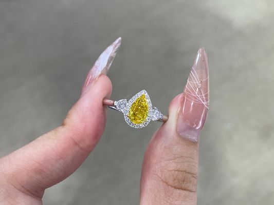 1.03ct φανταχτερός ζωηρός κίτρινος δημιουργημένος εργαστήριο άσπρος χρυσός δαχτυλιδιών 18k διαμαντιών