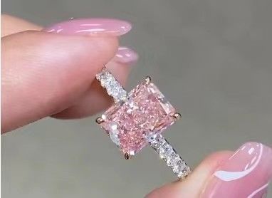 2.26ct εργαστηριακά καλλιεργημένο ροζ διαμαντένιο δαχτυλίδι αρραβώνων 18K λευκό χρυσό νυφικό δαχτυλίδι