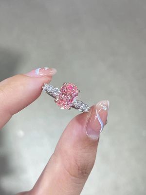 2.5ct Φαντικό Ροζ Εργαστήριο Δημιουργήθηκε Διαμαντένια Δαχτυλίδια Αρραβώνων 18K Λευκό Χρυσό Δαχτυλίδι Νύμφης