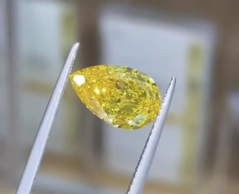 1.16ct Pear Cut Lab φανταχτερό ζωηρό κίτρινο HPHT διαμάντι VS1 διαύγεια ιδανικό για τα κοσμήματα γάμου