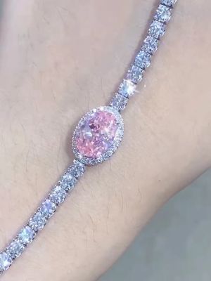 2.87ct ροζ διαμάντι βραχιόλι τένις οβάλ διαμάντια συνθετικά