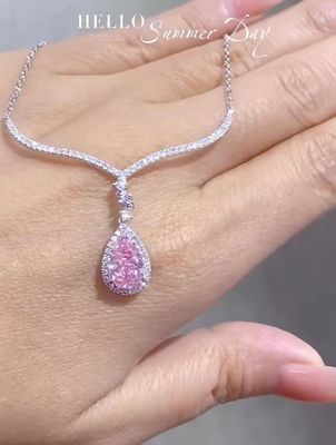 1.97ct Εργαστηριακά καλλιεργημένα διαμαντένια μενταγιόν κολιέ πεύκα κόψιμο ροζ χρώμα προσαρμοσμένο