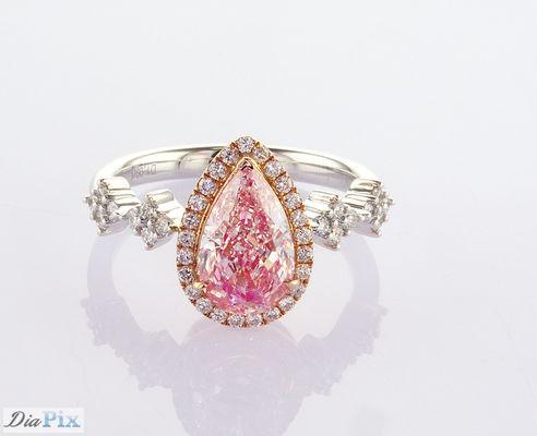 2.31ct Pear Cut Fancy Pink Lab Grown Diamond Halo Ring IGI Πιστοποιημένο για Γυναίκες Γάμος
