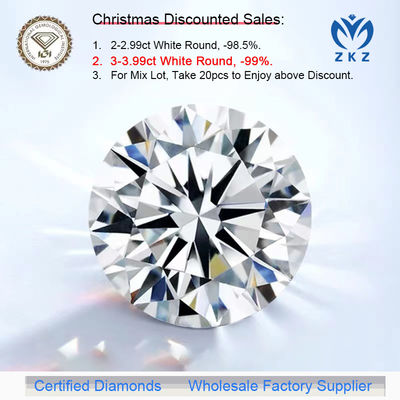 CVD DEF VS VVS Στρογγυλό Brilliant Cut 3ct + Εργαστηριακά καλλιεργημένα διαμάντια Πιστοποιητικό IGI