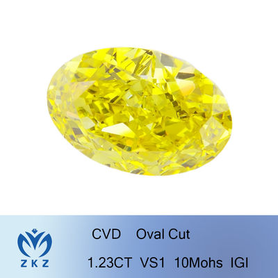 1.23ct το συνθετικό εργαστήριο δημιούργησε την κίτρινη διαμορφωμένη Oval άριστη περικοπή διαμαντιών