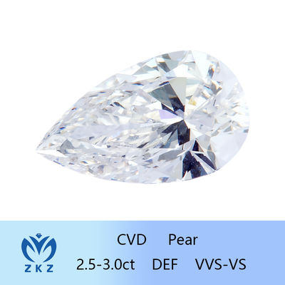 2.5ct-3ct Συνθετικό ως καλλιεργημένο CVD Εργαστήριο καλλιεργημένο διαμάντι Loose Pear Cut διαμάντι