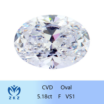 ZKZ Μεγάλο μέγεθος Διαμάντια 5.18ct Πιστοποιημένο χαλαρό οβάλ εργαστηριακό διαμάντι VS1 Διαφάνεια