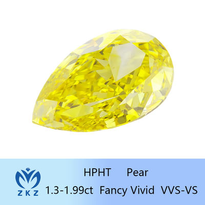 1.3ct-1.99ct HPHT Pear Loose Lab Δημιουργήθηκε Κίτρινο Διαμάντι με Πιστοποίηση IGI