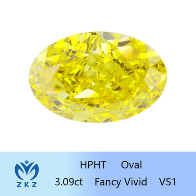 Φανταχτερή ζωηρή κίτρινη ωοειδής μορφή 3.09ct IGI Certifed διαμαντιών HPHT αυξημένη εργαστήριο
