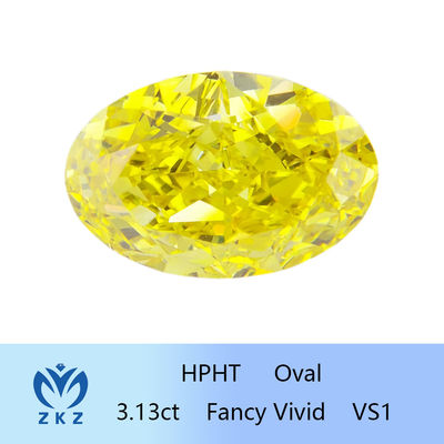 HPHT χαλαρός ωοειδής τροποποιημένος 3ct εργαστηρίων κίτρινος συνθετικός φανταχτερός ζωηρός διαμαντιών