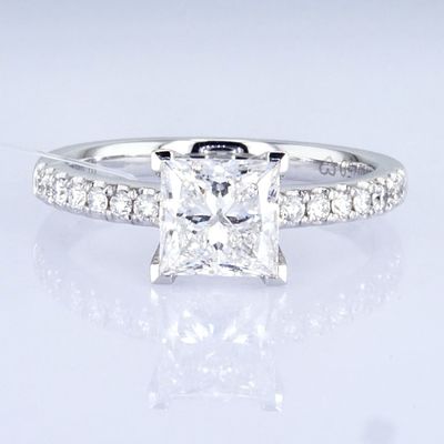 18k 1.5ct+ Πριγκίπισσα Design δαχτυλίδι Daily Style Πριγκίπισσα σχήμα Λευκό συνθετικό διαμαντένιο δαχτυλίδι
