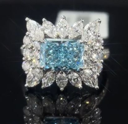 2.20ct Μπλε Lab Μεγάλωσαν Διαμαντένιο Δαχτυλίδι με Περιβαλλοντικό Στυλ Ρυθμισμός για Ειδικές Περιστάσεις