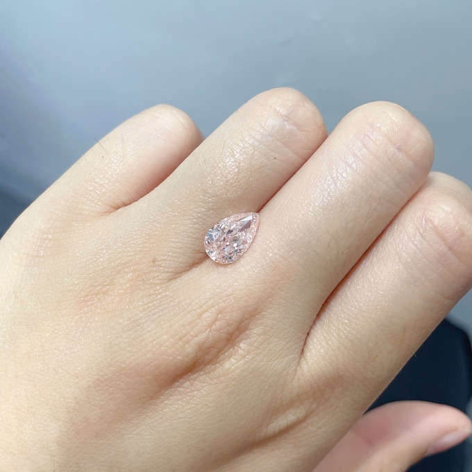 1.64CT pear-shaped εργαστηριακής ρόδινο καλλιέργειας φωτεινό διάφορο διακοσμητικό διαμάντι 3 καλλιέργειας τρυπανιών ρόδινο ωοειδές